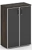 Офисный шкаф средний широкий (чёрное стекло)