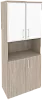 Офисный шкаф высокий широкий (2 низких фасада ЛДСП + 2 низких фасада белое стекло в раме)