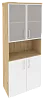 Офисный шкаф высокий широкий (2 низких фасада ЛДСП + 2 низких фасада стекло в раме)