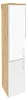 Офисный шкаф высокий узкий лев./прав. (1 низкий фасад ЛДСП + 1 средний фасад белое стекло в раме)