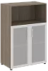 Офисный шкаф средний полузакрытый двери стекло в раме