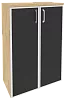 Офисный шкаф средний широкий (2 средних фасада чёрное стекло в раме)