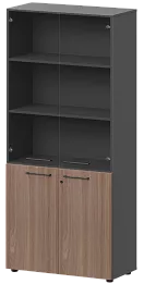 Офисный шкаф высокий закрытый с стеклом