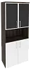 Офисный шкаф высокий широкий (2 низких фасада ЛДСП + 2 низких фасада чёрное стекло в раме)