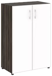 Офисный шкаф средний закрытый двери стекло в раме (стекло Белое / Черное)