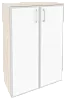 Офисный шкаф средний широкий (2 средних фасада белое стекло в раме)
