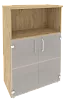 Офисный шкаф средний широкий (2 низких фасада стекло)