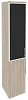 Офисный шкаф высокий узкий лев./прав. (1 низкий фасад ЛДСП + 1 средний фасад чёрное стекло в раме)