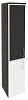Офисный шкаф высокий узкий лев./прав. (1 низкий фасад ЛДСП + 1 средний фасад чёрное стекло в раме)