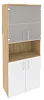 Офисный шкаф высокий широкий (2 низких фасада ЛДСП + 2 низких фасада стекло)