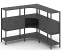 Трехсекционный угловой стеллаж трехярусный с ящиками