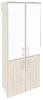 Офисный шкаф высокий широкий со стеклом в раме белое