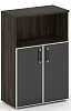 Офисный шкаф средний широкий (чёрное стекло)