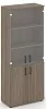 Офисный шкаф высокий широкий (2 низких фасада, задняя стенка ЛДСП + 2 средних фасада стекло прозрачное)