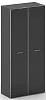 Офисный шкаф широкий высокий черное стекло