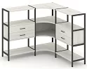 Трехсекционный угловой стеллаж трехярусный с ящиками