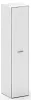 Офисный шкаф узкий высокий универсальный белое стекло