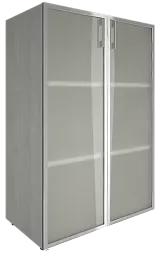  Офисный шкаф средний закрытый двери стекло в раме