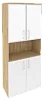 Офисный шкаф высокий широкий (2 низких фасада ЛДСП + 2 низких фасада белое стекло в раме)