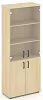 Офисный шкаф высокий широкий (2 низких фасада, задняя стенка ЛДСП + 2 средних фасада стекло прозрачное)