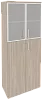 Офисный шкаф высокий широкий (2 средних фасада ЛДСП + 2 низких фасада стекло в раме)