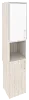 Офисный шкаф высокий узкий лев./прав.(1 низкий фасад ЛДСП + 1 низкий фасад белое стекло в раме)