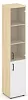 Офисный шкаф высокий узкий левый / правый (1 низкий фасад ЛДСП + 1 средний фасад стекло прозрачное)