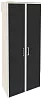Офисный шкаф высокий широкий (2 высоких фасада чёрное стекло в раме)