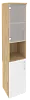 Офисный шкаф высокий узкий лев./прав.(1 низкий фасад ЛДСП + 1 низкий фасад стекло в раме)