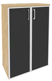 Офисный шкаф средний широкий с чёрным стеклом в раме