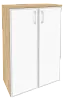 Офисный шкаф средний широкий (2 средних фасада белое стекло в раме)