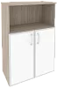 Офисный шкаф средний широкий (2 низких фасада белое стекло в раме)