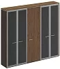 Офисный шкаф комбинированный (с высоким стеклом + для одежды узкий + с высоким стеклом)