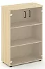 Офисный шкаф средний широкий (2 низких фасада стекло, задняя стенка ЛДСП