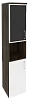 Офисный шкаф высокий узкий лев./прав.(1 низкий фасад ЛДСП + 1 низкий фасад чёрное стекло в раме)
