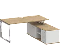 Стол руководителя на металлокаркасе с опорной греденцией (правый)