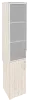Офисный шкаф высокий узкий лев./прав. (1 низкий фасад ЛДСП + 1 средний фасад стекло в раме)