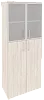 Офисный шкаф высокий широкий (2 средних фасада ЛДСП + 2 низких фасада стекло в раме)