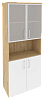 Офисный шкаф высокий широкий (2 низких фасада ЛДСП + 2 низких фасада стекло в раме)