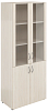 Офисный шкаф широкий высокий двери стеклянные в раме ЛДСП (без топа)