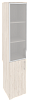 Офисный шкаф высокий узкий лев./прав. (1 низкий фасад ЛДСП + 1 средний фасад стекло в раме)