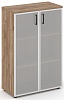 Офисный шкаф средний широкий (2 низких фасада стекло сатин в раме, задняя стенка ЛДСП Офисный шкаф средний широкий (2 низких фасада стекло сатин в раме, задняя стенка ЛДСП