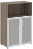 Офисный шкаф средний полузакрытый двери стекло в раме