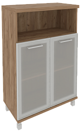 Офисный шкаф для документов средний, широкий со стеклом в раме