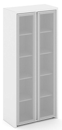 Офисный шкаф высокий широкий (2 высоких фасада стекло сатин в раме)