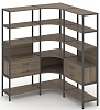 Трехсекционный угловой стеллаж пятиярусный с ящиками
