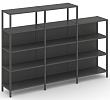 Трехсекционный стеллаж четырех/трехярусный