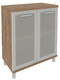 Офисный шкаф для документов низкий, широкий со стеклом  в раме