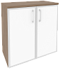 Офисный шкаф низкий широкий с белым стеклом в раме Офисный шкаф низкий широкий с белым стеклом в раме