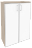 Офисный шкаф средний широкий (2 средних фасада белое стекло в раме)